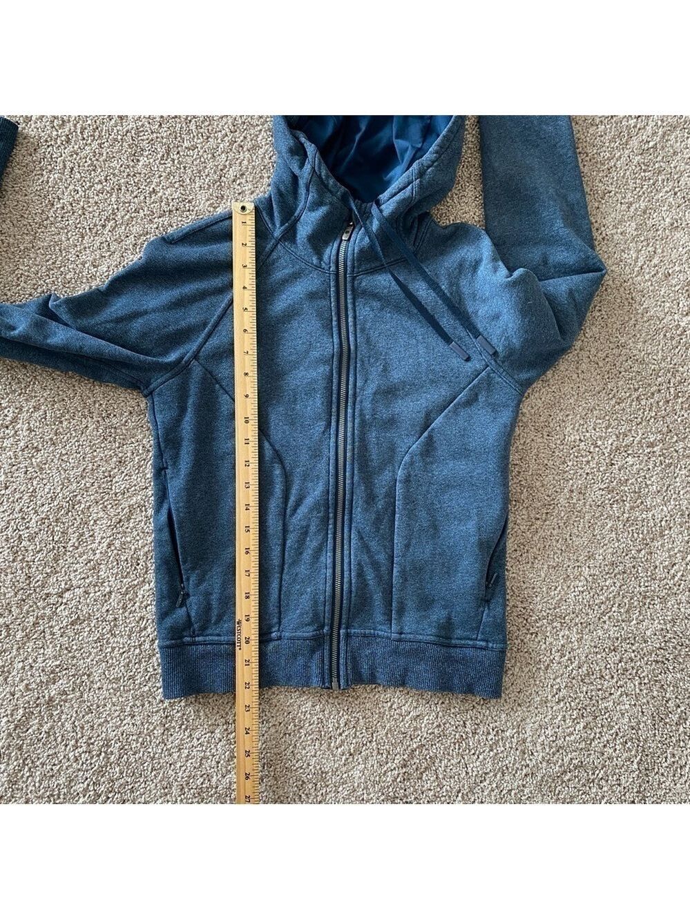 Lululemon Huddle & Hustle Hoodie Heathered Blue Sz 6 Full Zip Sweatshirt - Picture 12 of 12